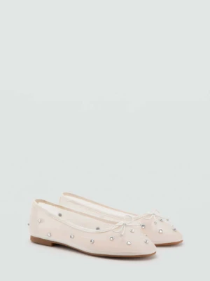 Baleriny ze strasem złamana biel - Dzieci - - MANGO KIDS