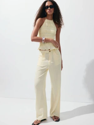 Balloon bambula pants pastelowy żółty - Kobieta - - MANGO