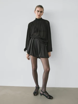 Balloon Bermuda Shorts - Studio - Czarny - - Massimo Dutti - Kobieta