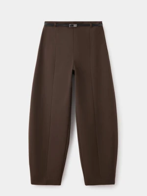 Balloon trousers with a buckled belt brązowy - Kobieta - MANGO