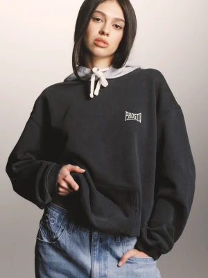 Balloon Washed bluza z kapturem damska czarna Klasyk