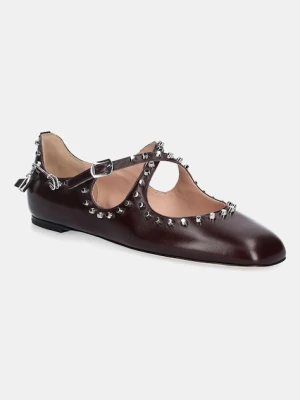 Bally baleriny skórzane BELISKA-STUDS kolor bordowy WA051M