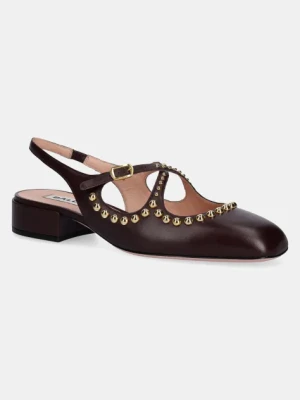 Bally czółenka skórzane kolor brązowy na słupku z odkrytą piętą WP3005