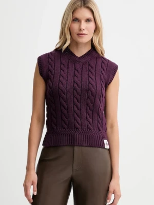 Bally kamizelka wełniana damski kolor fioletowy ciepły WKN0AN