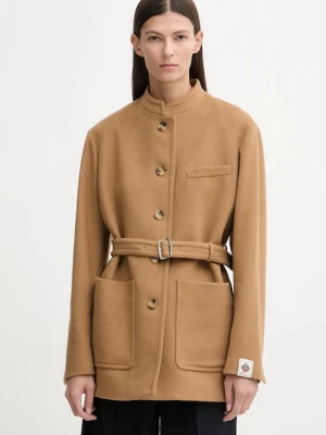 Bally płaszcz z dodatkiem wełny kolor beżowy WOU07G