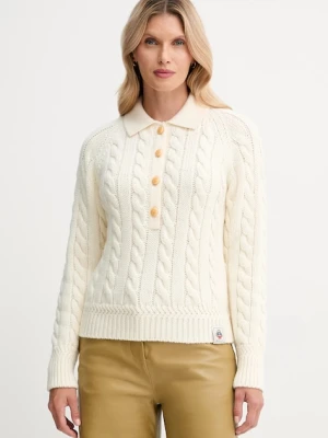Bally sweter wełniany damski kolor beżowy ciepły WKN0BG