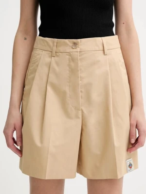 Bally szorty damskie kolor beżowy gładkie high waist WTR037