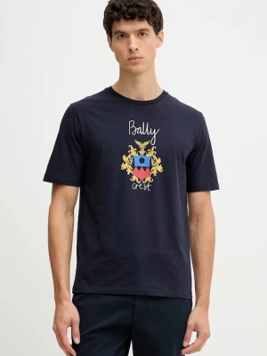 Bally t-shirt bawełniany męski kolor granatowy z nadrukiem MJE0AB