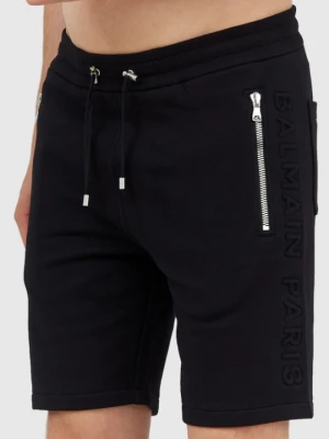 BALMAIN Bawełniane szorty męskie z wypukłym logo, Rozmiar XL