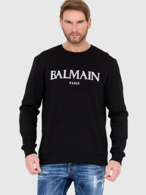 BALMAIN Czarna bluza męska z dużym logo