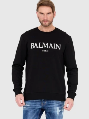 BALMAIN Czarna bluza męska z dużym logo, Rozmiar XXL
