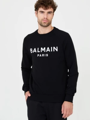 BALMAIN Czarna bluza Printed Sweatshirt
