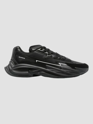BALMAIN Czarne sneakersy Run-row-leather & Nylon, Rozmiar 45