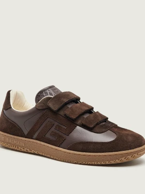 Balmain Skórzane sneakersy Swan | zamsz brązowy