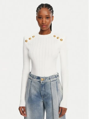 Balmain Sweter DF1KD001KB07 Biały Regular Fit