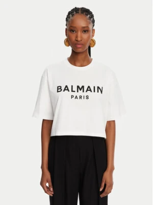 Balmain T-Shirt BF1EE020BB02 Biały Relaxed Fit