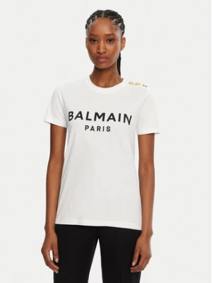 Balmain T-Shirt BF1EF005BB02 Biały Regular Fit