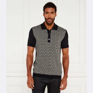 Balmain Wełniane polo | Slim Fit | z dodatkiem lnu