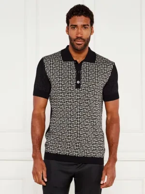 Balmain Wełniane polo | Slim Fit | z dodatkiem lnu