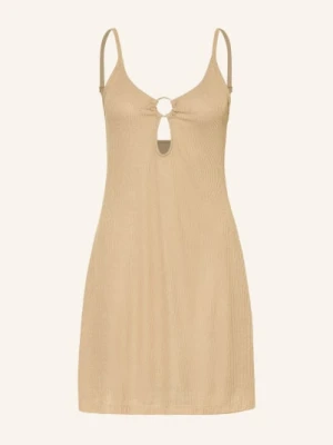 Banana Moon Couture Sukienka Plażowa Nymis Goldenrib Z Brokatową Nicią beige