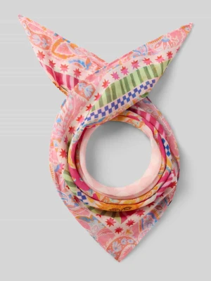 Bandana z kwiatowym nadrukiem na całej powierzchni Codello Mocnoróżowy