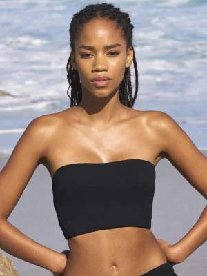 Bandeau góra od bikini z wiązaniem i perełkami Etam