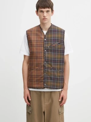 Barbour bezrękawnik bawełniany x Paul Smith Liner kolor brązowy przejściowy MLI0061TN28