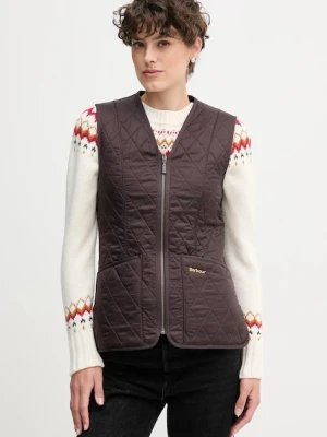 Barbour bezrękawnik damski kolor brązowy przejściowy