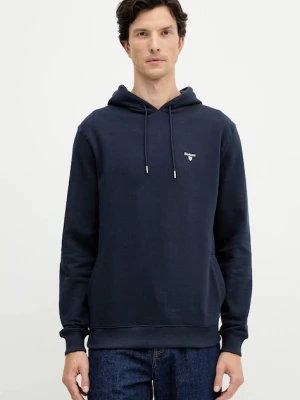 Barbour bluza bawełniana BECKHILL męska kolor granatowy z kapturem z aplikacją MOL0717