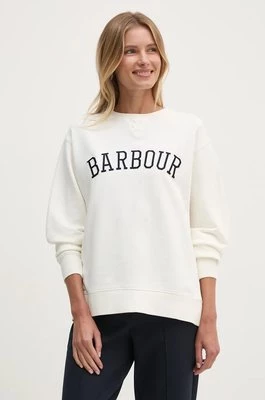 Barbour bluza bawełniana damska kolor biały z aplikacją LOL0591