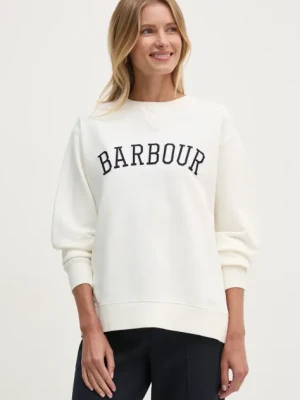 Barbour bluza bawełniana damska kolor biały z aplikacją LOL0591