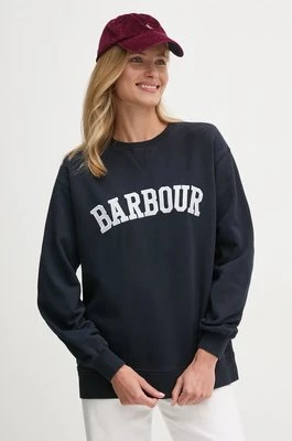 Barbour bluza bawełniana damska kolor granatowy z aplikacją LOL0591