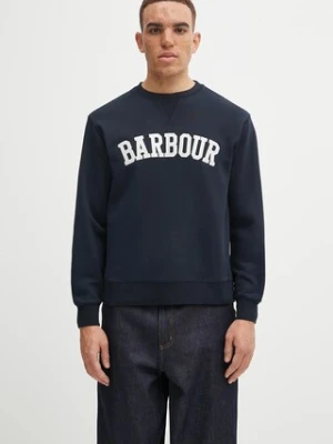 Barbour bluza bawełniana damska kolor granatowy z aplikacją LOL0591