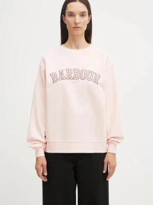 Barbour bluza bawełniana damska kolor różowy z aplikacją LOL0591