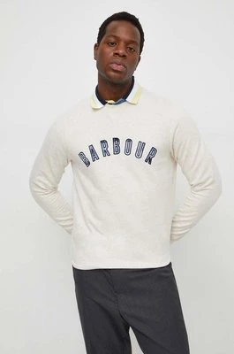 Barbour bluza bawełniana męska kolor beżowy z aplikacją