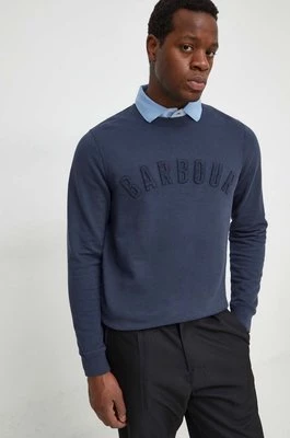 Barbour bluza bawełniana męska kolor granatowy z aplikacją MOL0483