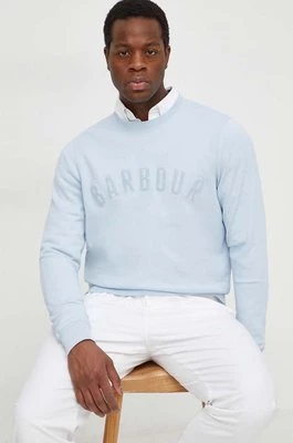 Barbour bluza bawełniana męska kolor niebieski z aplikacją