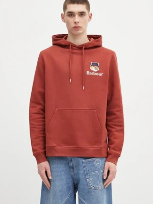Barbour bluza bawełniana X Maison Kitsune Fox Head Hoodie męska kolor brązowy z kapturem z aplikacją MOL0569