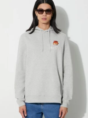 Barbour bluza bawełniana X Maison Kitsune Fox Head Hoodie męska kolor szary z kapturem z aplikacją MOL0569