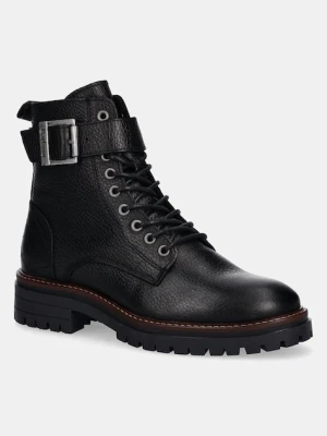 Barbour botki skórzane Heidi damskie kolor czarny na płaskim obcasie LFO0637BK51