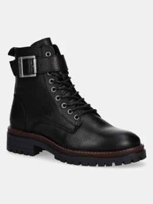 Barbour botki skórzane Heidi damskie kolor czarny na płaskim obcasie LFO0637BK51