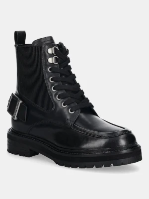 Barbour botki skórzane Leonie damskie kolor czarny na płaskim obcasie LFO0778BK91