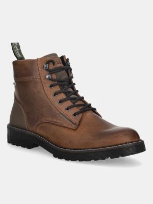Barbour buty wysokie skórzane Harrison męskie kolor brązowy MFO0816BR78