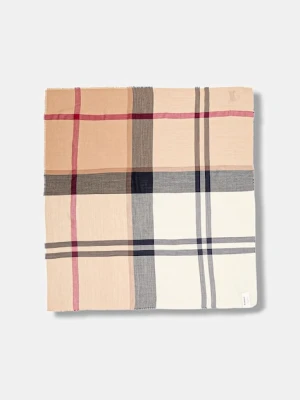Barbour chusta wełniana damski kolor beżowy wzorzysty LSC0478