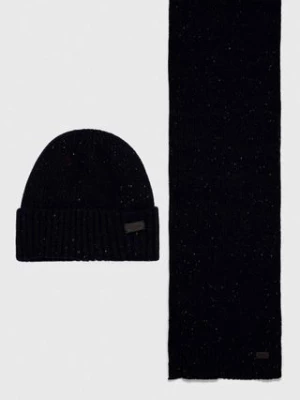 Barbour czapka i szalik Carlton Fleck Beanie & Scarf Gift Set kolor granatowy MGS0047