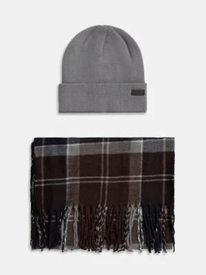 Barbour czapka i szalik Swinton & Galingale kolor szary MGS0079