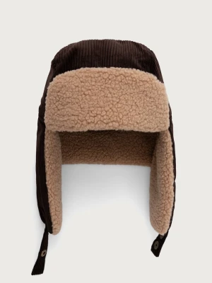Barbour czapka uszatka męska bawełniana brązowy