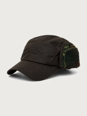 Barbour czapka uszatka męska bawełniana zielony
