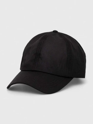 Barbour czapka z daszkiem bawełniana kolor czarny gładka