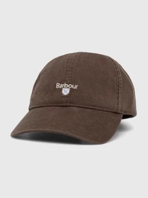 Barbour czapka z daszkiem bawełniana kolor zielony z aplikacją MHA0274